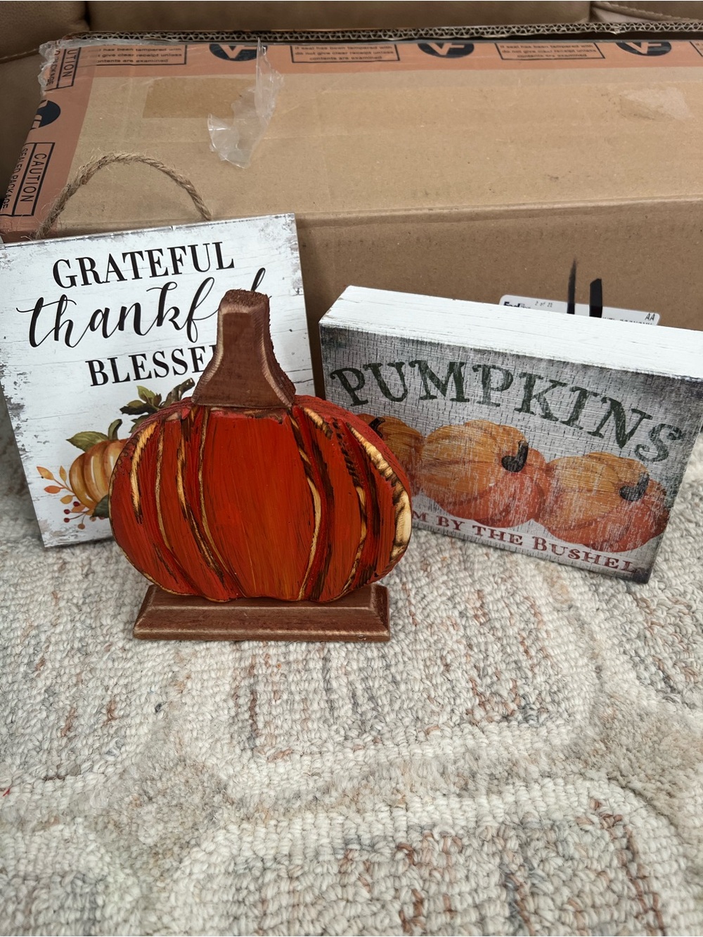 3 small fall decorative home decor signs